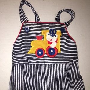 HealthTex‎ VTG overalls striped train 6mo